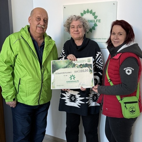 1.100 € Spende an Kinderhilfe – Hilfe für krebs- und schwerkranke Kinder e.V.